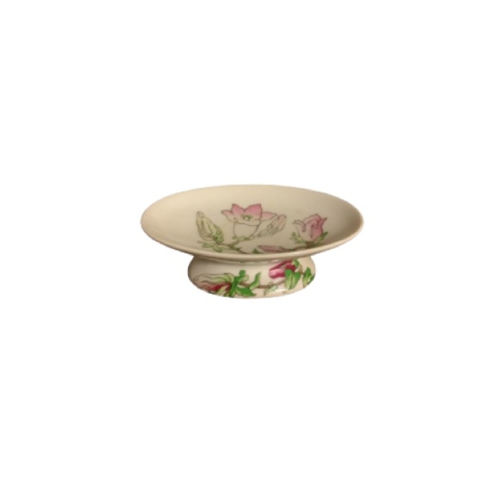 Vintage Japanese Ceramic Floral Print Soap Dish